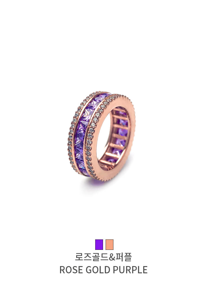 [Black Purple] Black Label AAA Diamond Three-line Ring (6 colors, worn by BTS Jimin/J Hope/ Jin/ NCT)