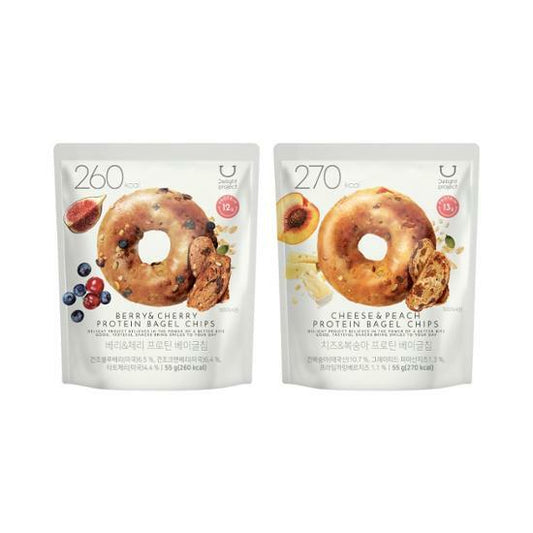 [Delight Project] Berry & Cherry / Cheese & Peach Protein Bagel Chips 55g