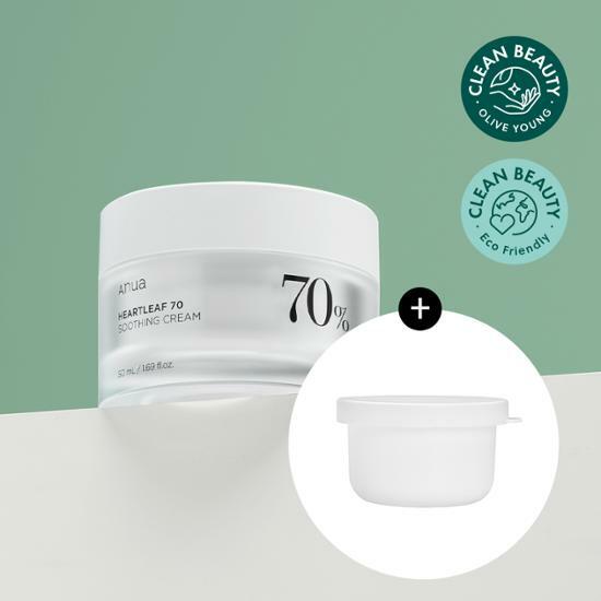 [Anua] Heartleaf 70% Soothing Cream 50ml + 50ml refill (Olive Young's May Deal)