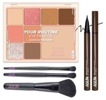 [Merzy] Your Routine Eye Palette 11g + 3 brush set + the First eyeliner "brownie" 0.5g set
